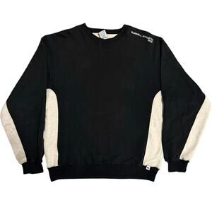 Vintage Y2K Russell Athletic Crewneck Sweatshirt Black Gray Colorblock Mens L